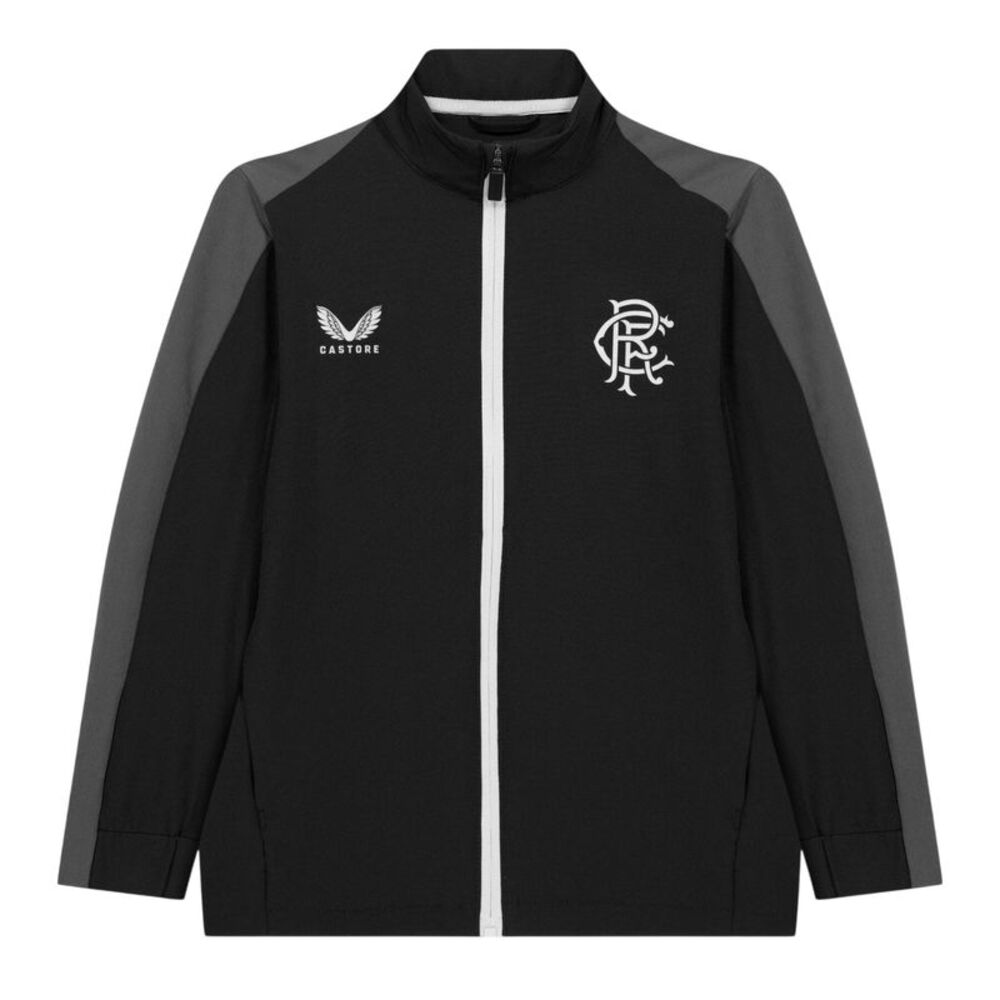 Castore Childrens/Kids Rangers FC Mock Neck Relaxed Fit Track Jacket / Black